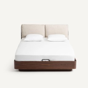 Tweepersoonsbed met opbergruimte in walnootfineer, Angelo