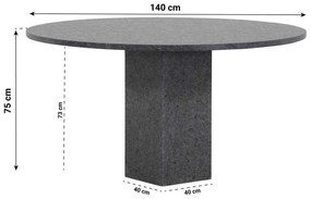 Dining Tuintafel   rond 140 cm Graniet Grijs