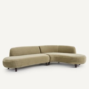 Hoekbank van linnen fluweel, Rosebury, ontwerp door Emmanuel Gallina