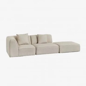 Cardea 2-delige Modulaire Hoekbank Met Gestoffeerde Poef Bouclé Crèmebeige - Sklum