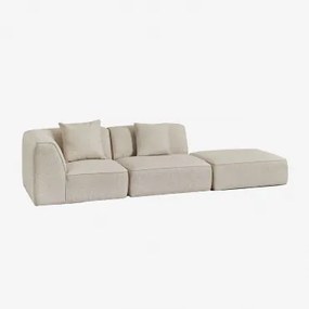 Cardea 2-delige Modulaire Hoekbank Met Gestoffeerde Poef Crèmebeige Boucléstof - Sklum