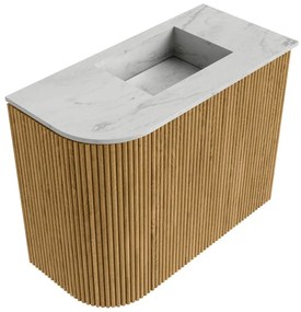 Mondiaz Joya DLux 50cm toiletmeubel ronding links oak met wastafel faye rechts 1 kraangat opalo