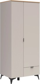 Kledingkast Ruvmeli 105, Kasjmier, Eiken, 200x85x60cm, 88.75 kg, Kledingkast deuren: Met scharnieren