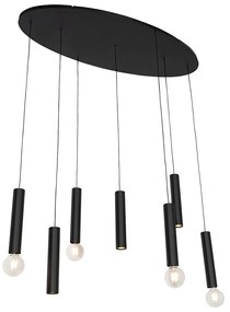 Design hanglamp zwart ovaal 7-lichts - Tuba
