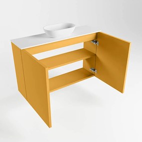 Mondiaz Fowy toiletmeubel 80cm ocher met witte waskom midden zonder kraangat