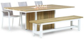 Tuinset 6 personen 220 cm Aluminium/Teak/Rope /Aluminium/teak Wit Santika Furniture Santika