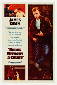 Kunstreproductie Rebel without a cause, Ft. James Dean (Vintage Cinema / Retro Movie Theatre Poster / Iconic Film Advert)