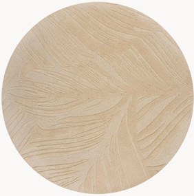 Rond handgetuft hoog-laag wollen vloerkleed Lino Leaf