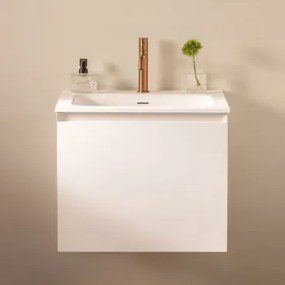 Macrae Houten Badkamermeubelset Met Geïntegreerde Wastafel Wit & Spiegelloze & Rosé Goud ↑20 Cm Met - Sklum