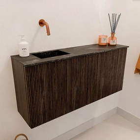 Mondiaz Joya DLux 90cm toiletmeubel walnut met wastafel faye links zonder kraangat lava
