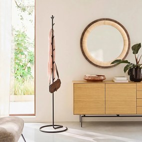 Ronde spiegel in tweekleurig rotan, diameter 91 cm, MAE