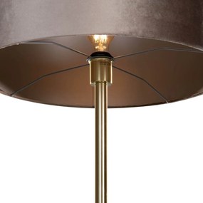 Vloerlamp messing met velours kap taupe 50cm - Simplo Klassiek / Antiek E27 rond Binnenverlichting Lamp