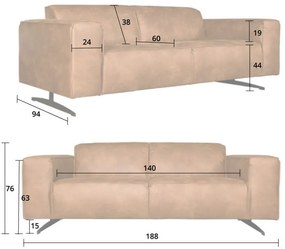 2 zitsbank - Lambada - leer Colorado cognac 03