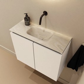 Mondiaz Ture DLux toiletmeubel 60cm talc met wastafel ostra midden zonder kraangat