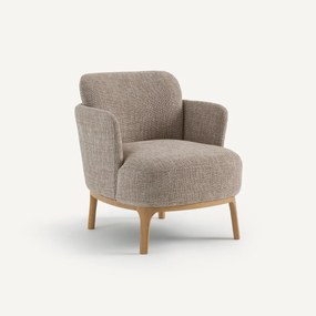 Fauteuil in gemêleerde stof en massief eiken, Jabote