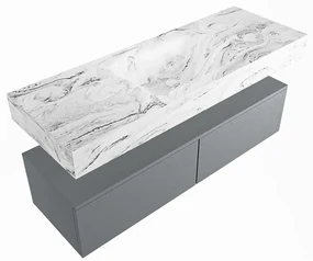 Mondiaz Alan DLux badmeubel 130cm plata 2 lades met wastafel glace midden 1 kraangat