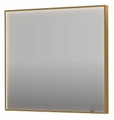 INK SP19 spiegel - 90x4x80cm rechthoek in stalen kader incl dir LED - verwarming - color changing - dimbaar en schakelaar - geborsteld mat goud 8409057