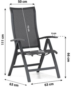 Tuinset 4 personen 160 cm Aluminium/Textileen /Aluminium/textileen Grijs Presto Lucardo/Varano