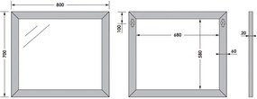 Brauer Citrine spiegel 80x70cm eiken grijs