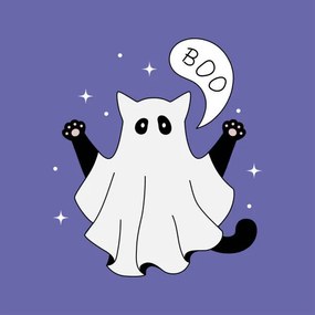 Ilustratie Cute ghost cat halloween theme flat, Anastasia Malachi