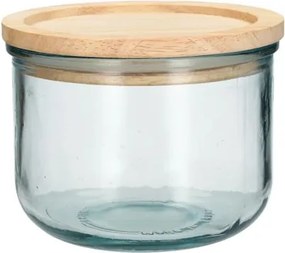 Voorraadpot met bamboe deksel, recycled glas, 600 ml