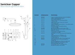 Saniclear Copper inbouw regendouche met 30cm hoofddouche, muurarm en glijstang geborsteld koper