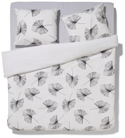 HEMA Dekbedovertrek 200x200/220 Zacht Katoen Bladeren Zwart (wit/zwart)