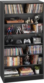 VEVOR dvd-rek met 7 vakken, mediaplank, vrijstaand rek 70 x 30 x 140 cm, ruimtebesparend opbergrek voor cd's, dvd's, boeken, game discs, boekenplank voor woonkamer/thuiskantoor/opnamekamer, zwart