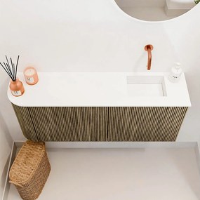 Mondiaz Joya 100cm toiletmeubel ronding links dusk met wastafel faye rechts zonder kraangat talc