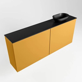 Mondiaz Fowy toiletmeubel 120cm ocher met zwarte waskom rechts zonder kraangat