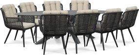 Tuinset 8 personen 280 cm Rope Grijs Coco Custa/Ellisse