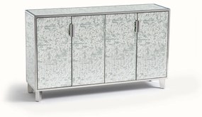 4-deurs spiegel en metalen buffetkast, roestvrij staal Blur