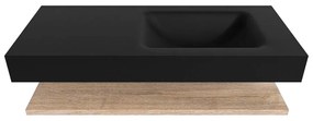 Zaro Alan badmeubel 110cm met planchet washed oak en vrijhangende wastafel cloud rechts zonder kraangat urban