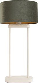 Tafellamp beige met groene ovale kap en gouden binnenkant 35cm - Thijmen