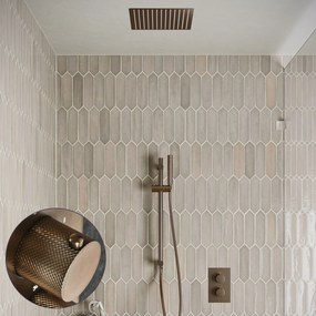 Saniclear Cube Curved inbouw regendouche met inbouw douchekop 30x30cm, glijstang en staafhanddouche verouderd messing