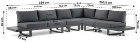 Hoek loungeset 6 personen Aluminium Grijs  Lifestyle Garden Furniture Lorenzo