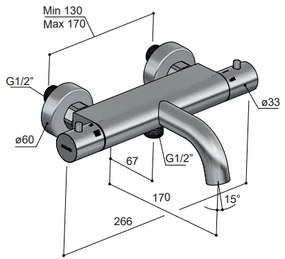 Hotbath ACE thermostatische badkraan zwart geborsteld PVD