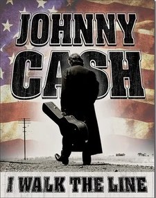 Metalen bord Johnny Cash - Walk the Line, (32 x 41 cm)