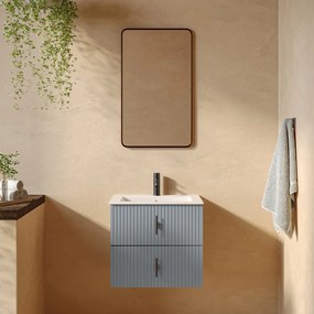 Muebles Marbella badmeubel ribbelfront 60cm baby blauw met witte wastafel met kraangat