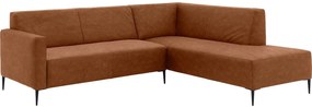 Goossens Bank Key West cognac, micro leer, 2,5-zits, modern design met ligelement rechts