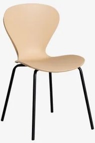 Stapelbare Eetkamerstoelen Set Van 2 Uit Zwart & Polypropyleen Tarwebruin - Sklum