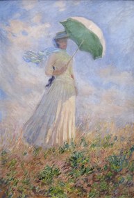 Kunstreproductie Woman with a Parasol turned to the Right, 1886, Claude Monet