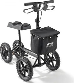 VEVOR knieroller, een knieloopapparaat van aluminium met in hoogte verstelbaar stuur en kniebeschermers, 30 cm all-terrain wielen, dubbele remmen, revalidatieroller voor enkel- en voetfracturen, 160 kg