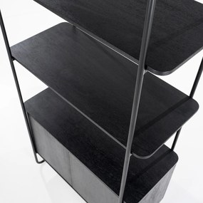 Eleonora James Smalle Stellingkast Zwart Mangohout - 96x46x210cm.
