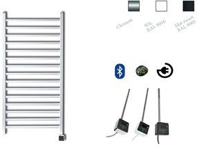 Sanicare Qubic elektrische design radiator met Bluetooth 125x60cm wit met thermostaat rechts chroom