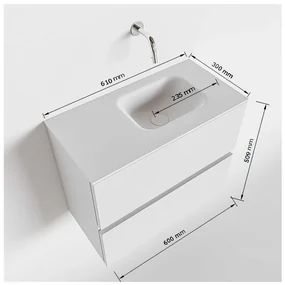 Mondiaz Ada 60cm toiletmeubel talc met wastafel talc rechts zonder kraangat