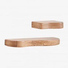 Set Van 2 Wandplanken Met Opbergruimte Van Acaciahout Nireimi ↔︎ 40 Cm - ↔︎ 90 Cm - Sklum