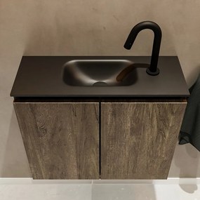 Mondiaz Ture 60cm toiletmeubel dark brown met wastafel urban midden 1 kraangat