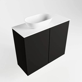 Mondiaz Fowy toiletmeubel 60cm urban met witte waskom links zonder kraangat