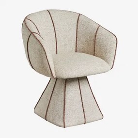 Pack Van 4 Draaibare Eetkamerstoelen Met Armleuningen, Bekleed Tallin Bouclé Natuurlijke Kleuren - Sklum